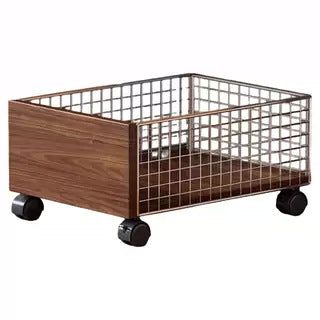 Unterbett Rollwagen Drahtlagerbehälter mit Holzfront und verriegelbaren Rollen