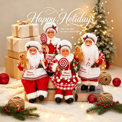 Nostalgische Weihnachtsmann Figur mit Lebkuchen-Keks Brehn