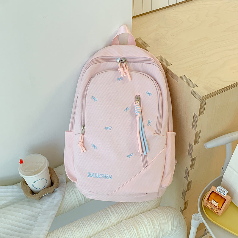 Stylische Bestickte Schleifenakzent Freizeit-Rucksack Brehn