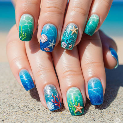 Ozean-inspiriertes Acryl-Nagelkunst-Set Brehn