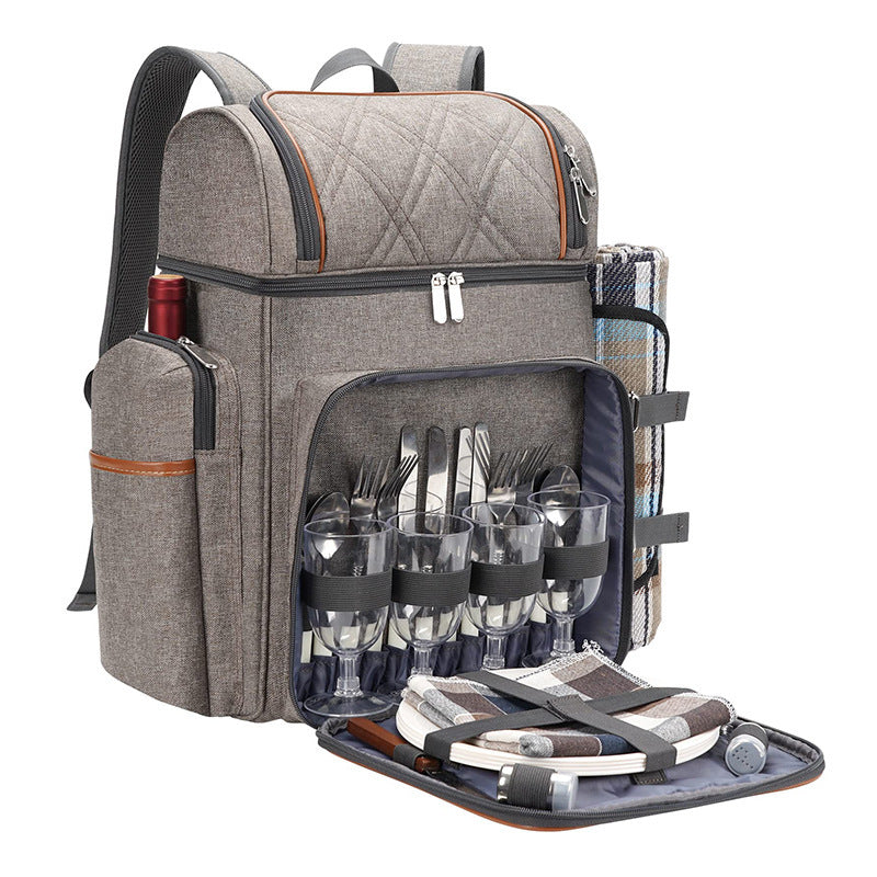 Isolierte Picknick-Rucksack mit Essgeschirr