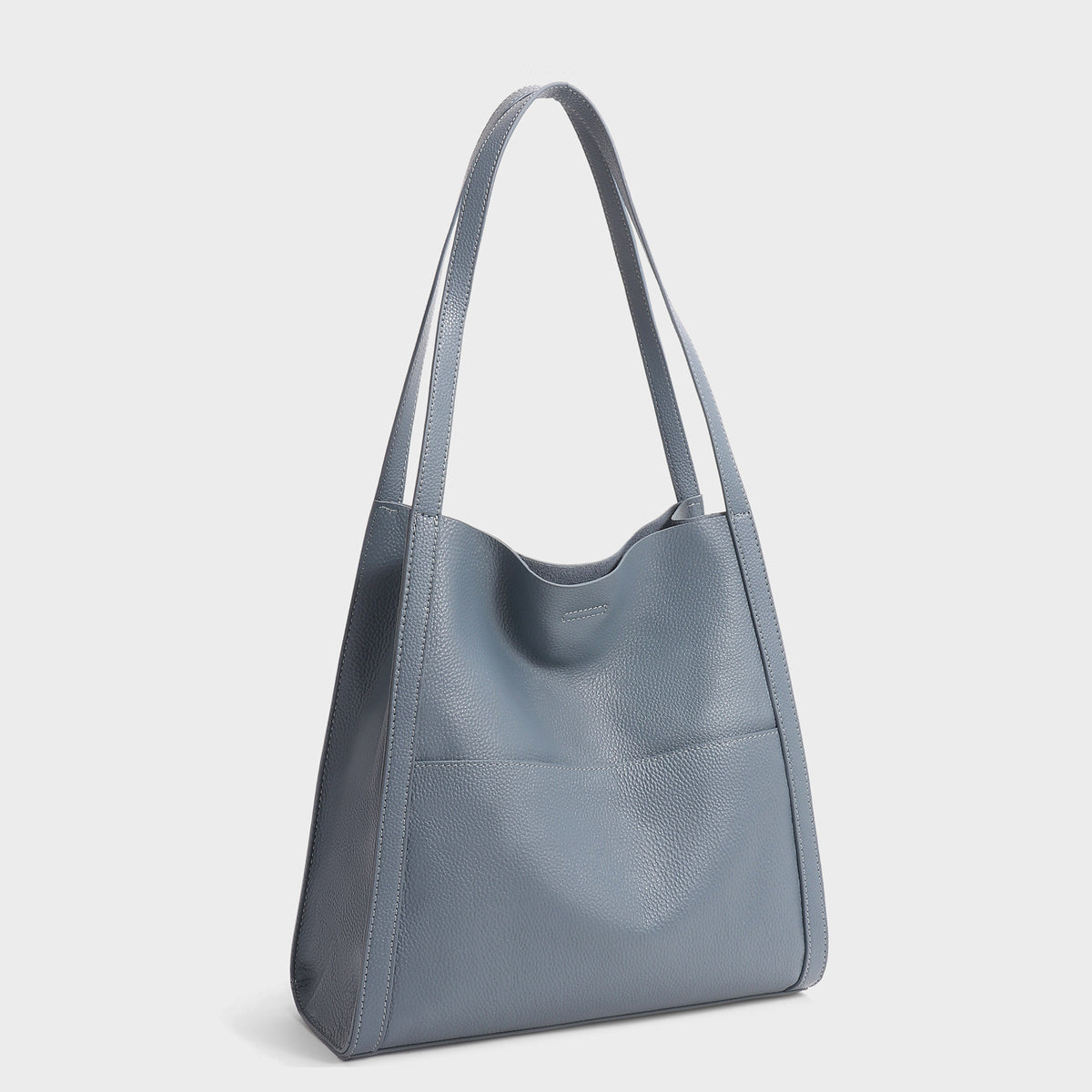 Gepunktetes Leder Schlapp Hobo Schultertasche mit langem Riemen und Vordertasche