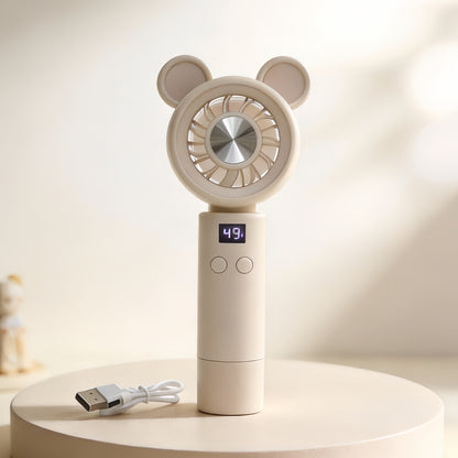 Unisex nan tragbarer Mini-Ventilator mit LCD Display und niedlichen Bärenohren, wiederaufladbar Brehn