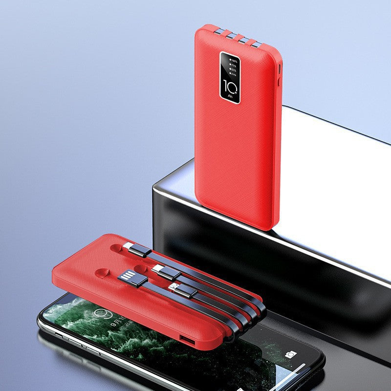 Tragbare Powerbank mit Integrierten Ladekabeln und Digitaler Ladestandanzeige Brehn