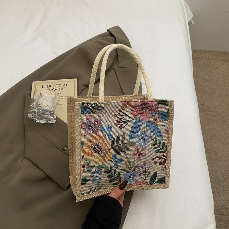 Blumenverzierte Mini-Tote-Bag