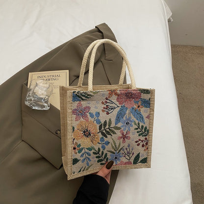 Blumenverzierte Mini-Tote-Bag