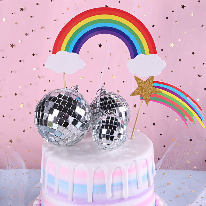 Buntes Regenbogen Disco Kuchen Topper Set Brehn