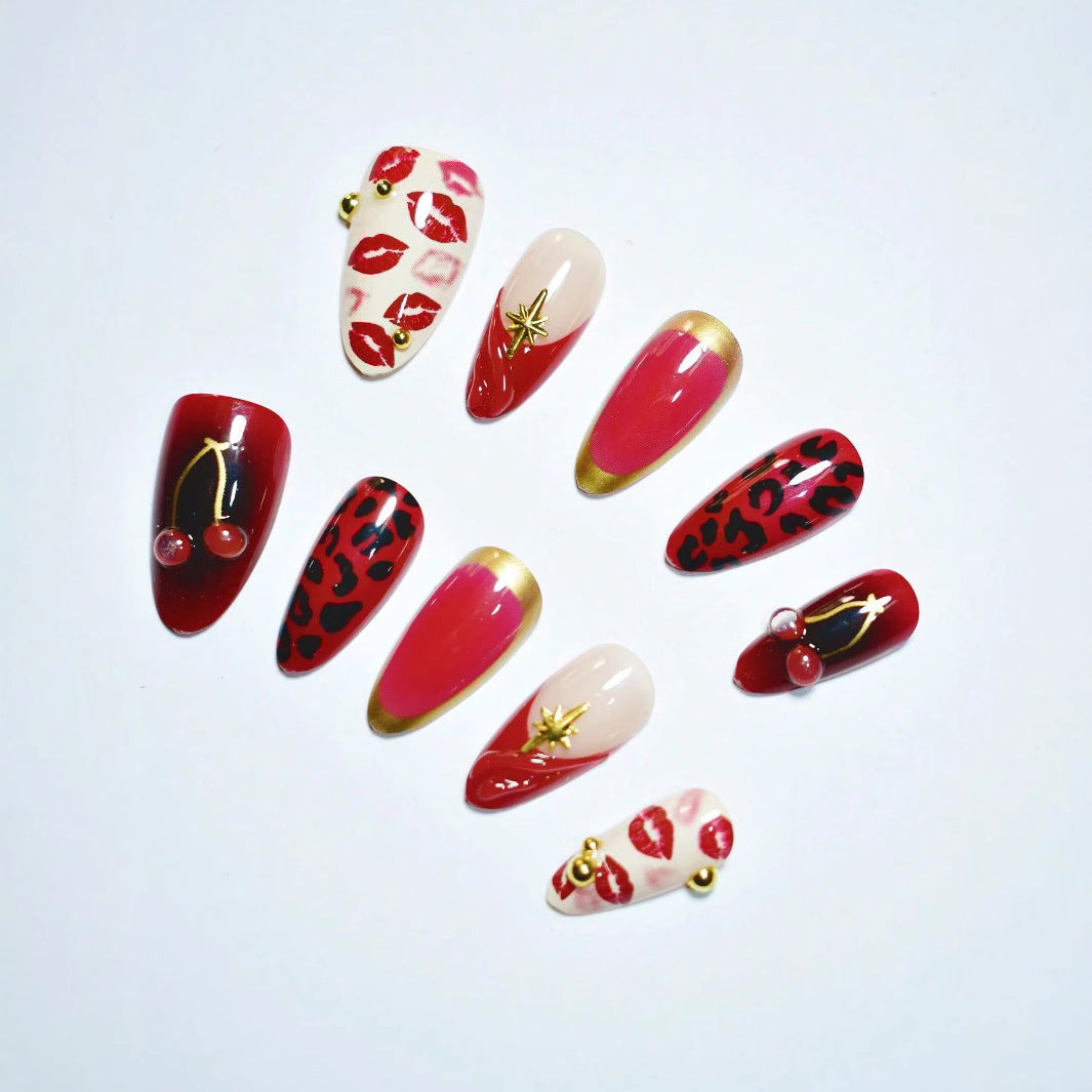 Künstlerisches Kuss-Themen Press-On Nagelkunst Brehn
