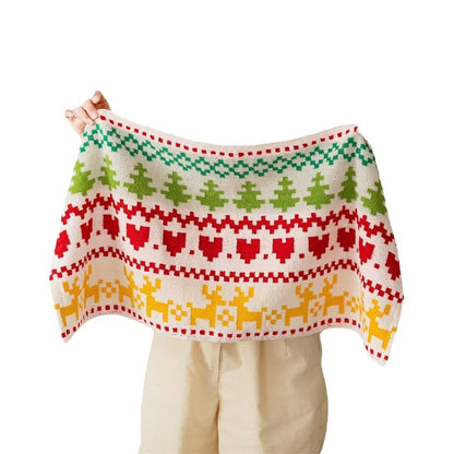Strick-Schultertuch mit nordischem Weihnachts-Jacquard