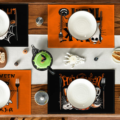 Mehrteiliges Halloween-Tischset aus abwischbarem Vinyl rutschfeste Platzdeckchen