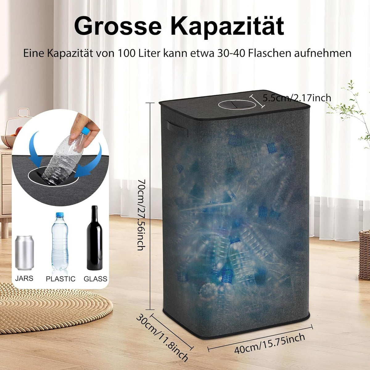 Wäschekorb mit Herausnehmbarer Innentasche Brehn