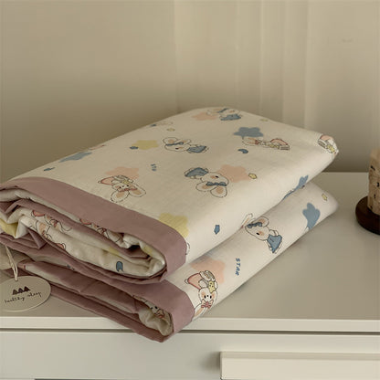 Weiche Mull-Babydecke mit Teddy-Design und doppellagiger Gaze