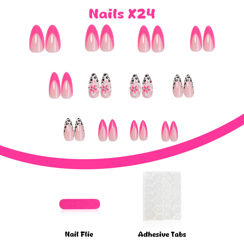 Kreatives Kunstnagelset mit floralem Leopardendesign Brehn