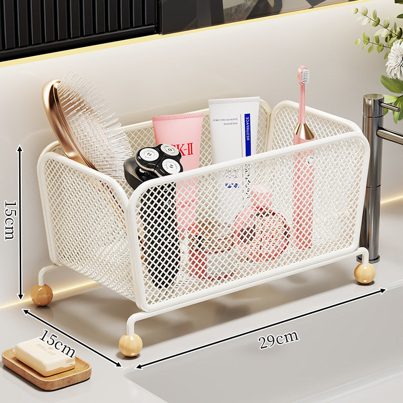 Netz Arbeitsplatte Badezimmer Kosmetik Organizer mit Holzballfüßen