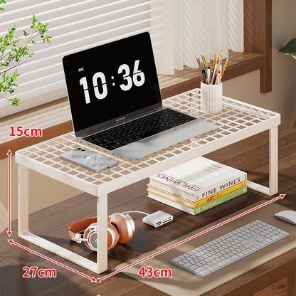Grid-Top Desktop-Monitor und Laptop-Riser-Regal mit Unterablage