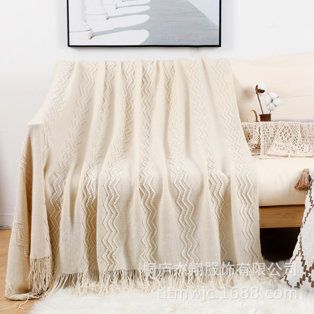 Damen Gemütliche Strickdecke mit modernem Zickzack-Muster Brehn