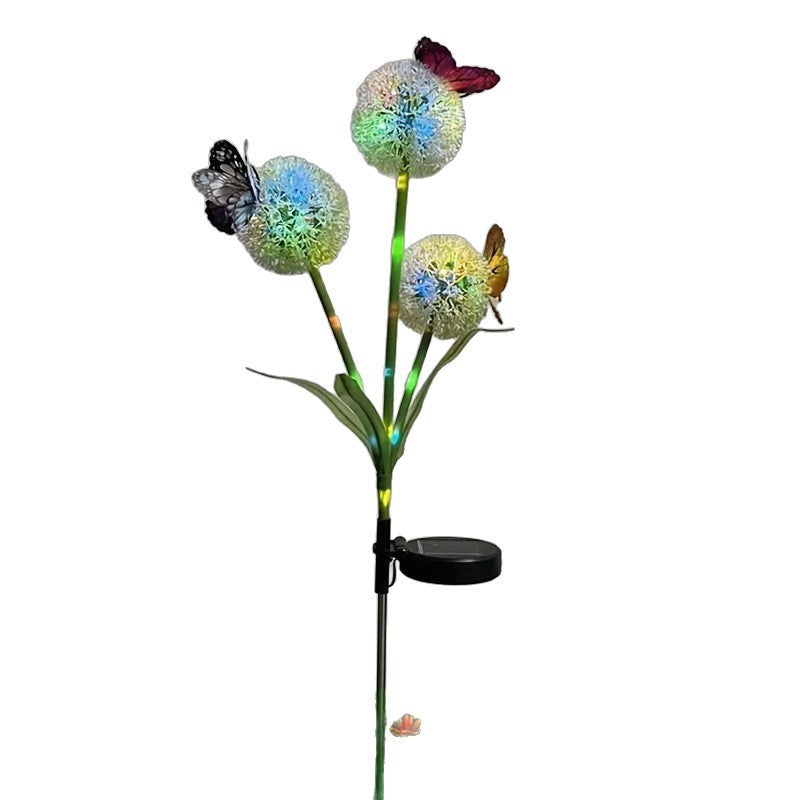 Solar Löwenzahn Orb Gartensteckerlichter mit Schmetterling Akzent und Dämmerungs-zu-Dawn-Sensor Brehn