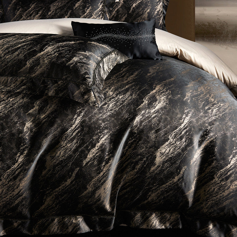 Marmor-Effekt Luster Satin Bettbezug Set mit Wendefutter und passendem Kissenbezügen