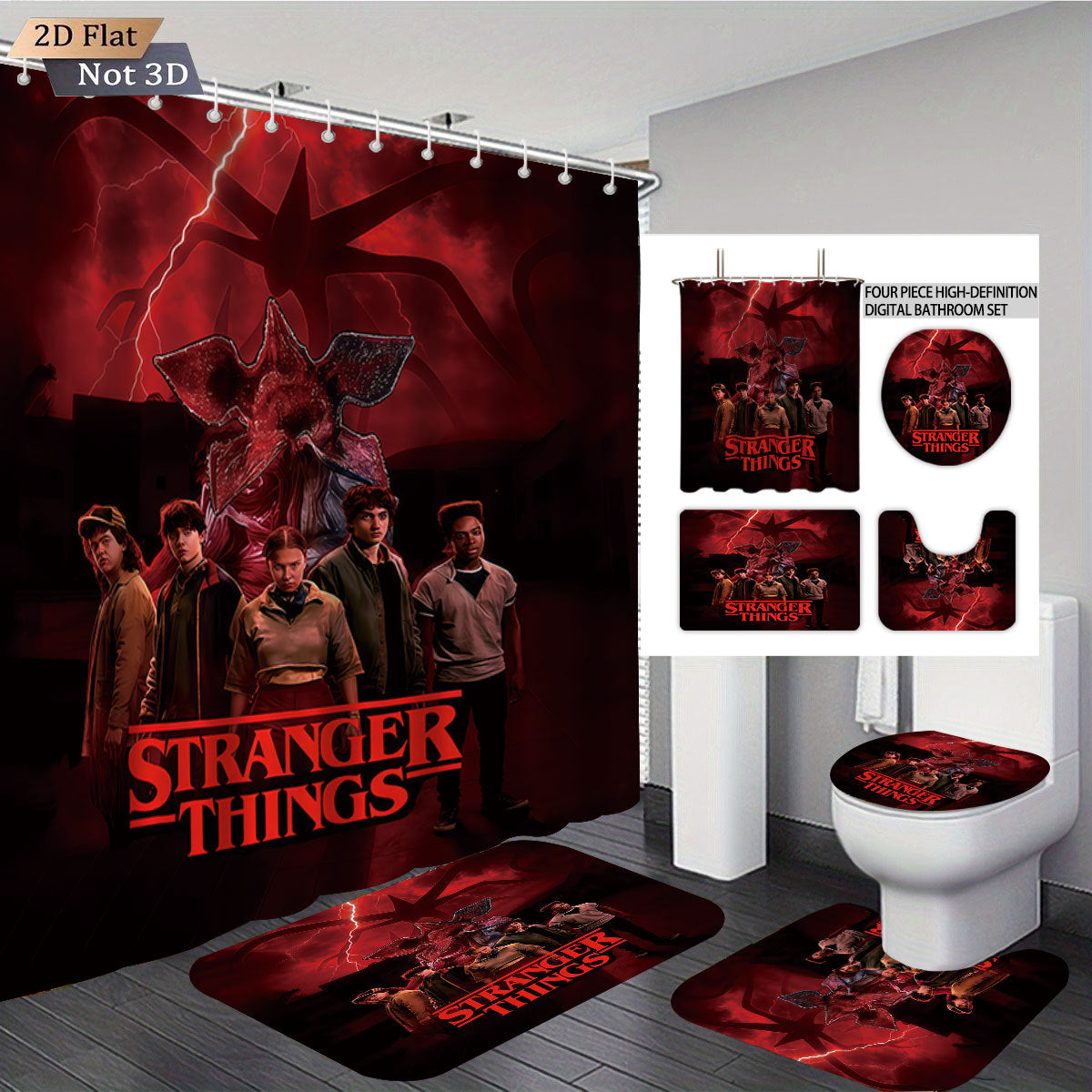 Stranger Things Abenteuer-Themen Digitales Badezimmer-Set Brehn