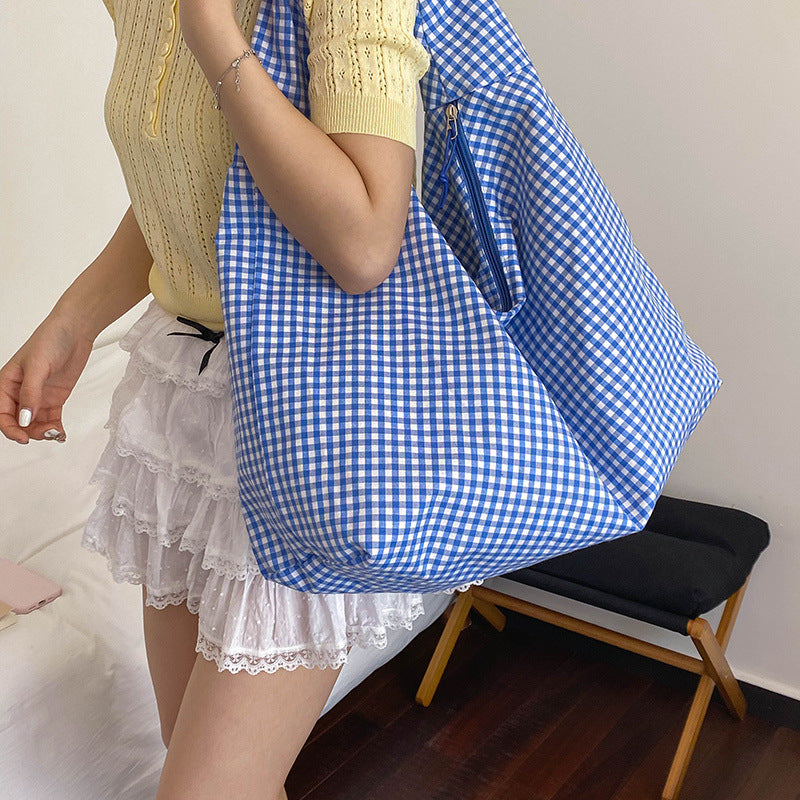 WoGingham Print Slouchy Schultertasche Brehn