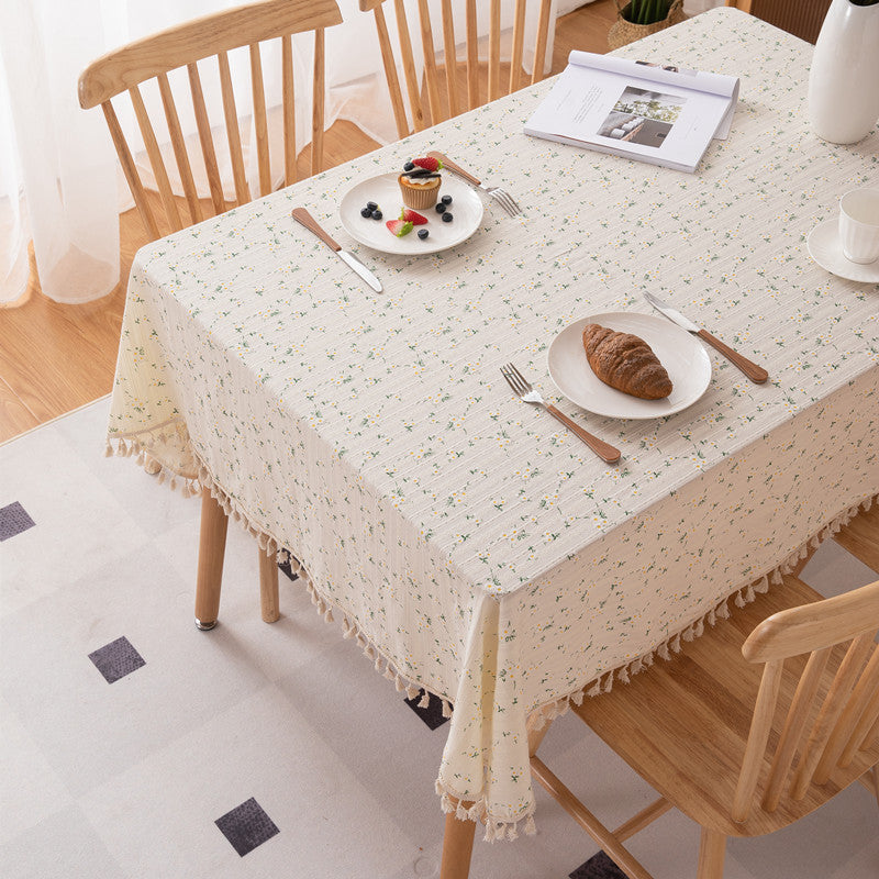 Dekorativer floraler Quasten-Tab tablecloth