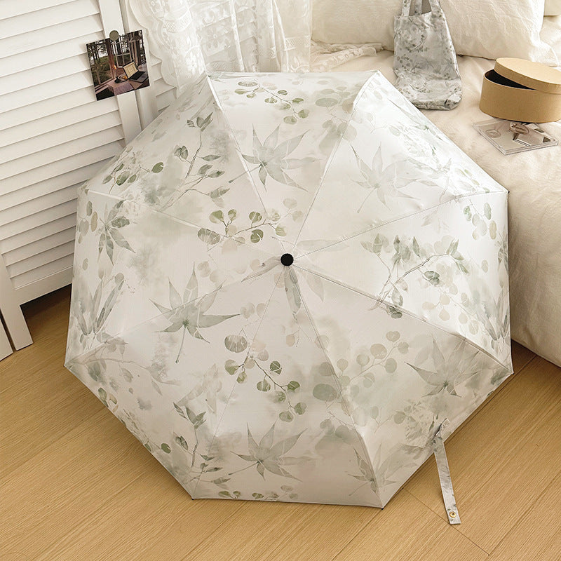 Damen Faltbarer Regenschirm mit elegantem botanischem Muster Brehn