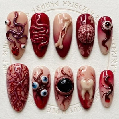 Kunstnagelset mit kreativen Halloween-Motiven Brehn