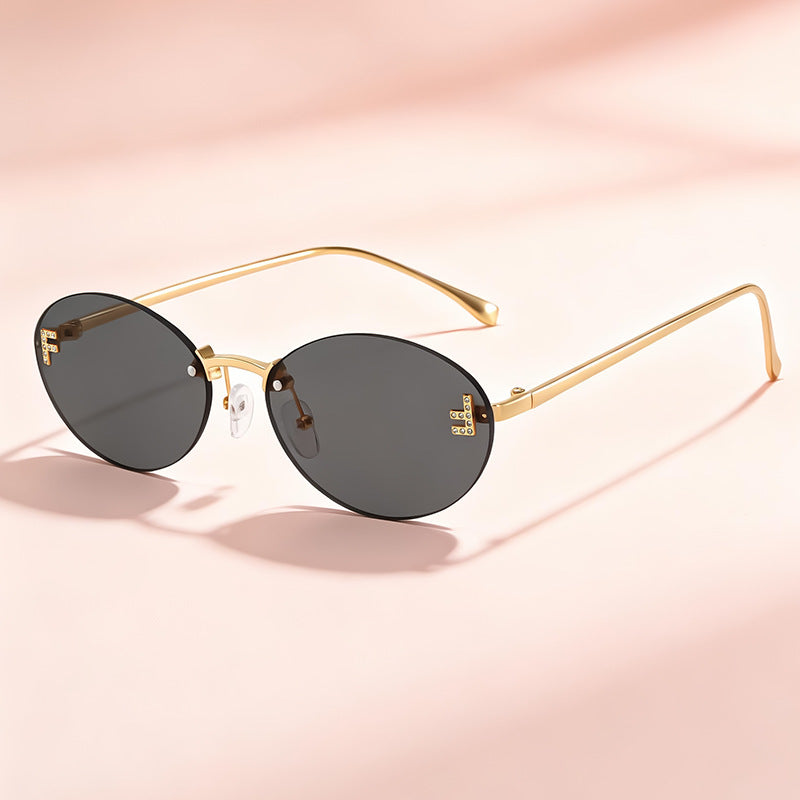 Elegante Metall-Oval-Sonnenbrille Brehn