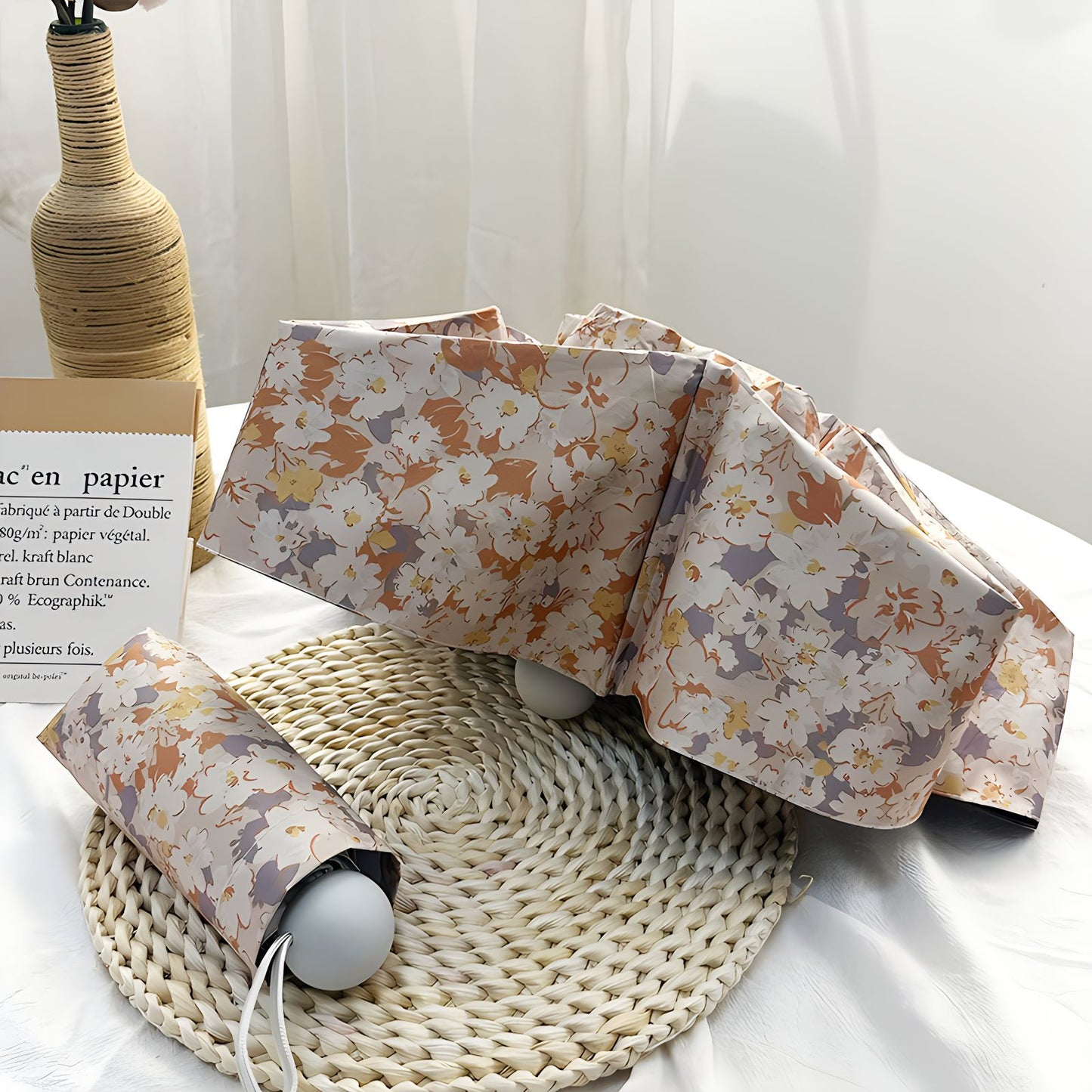 Damen Faltbarer Regenschirm mit elegantem Blumenmuster Brehn