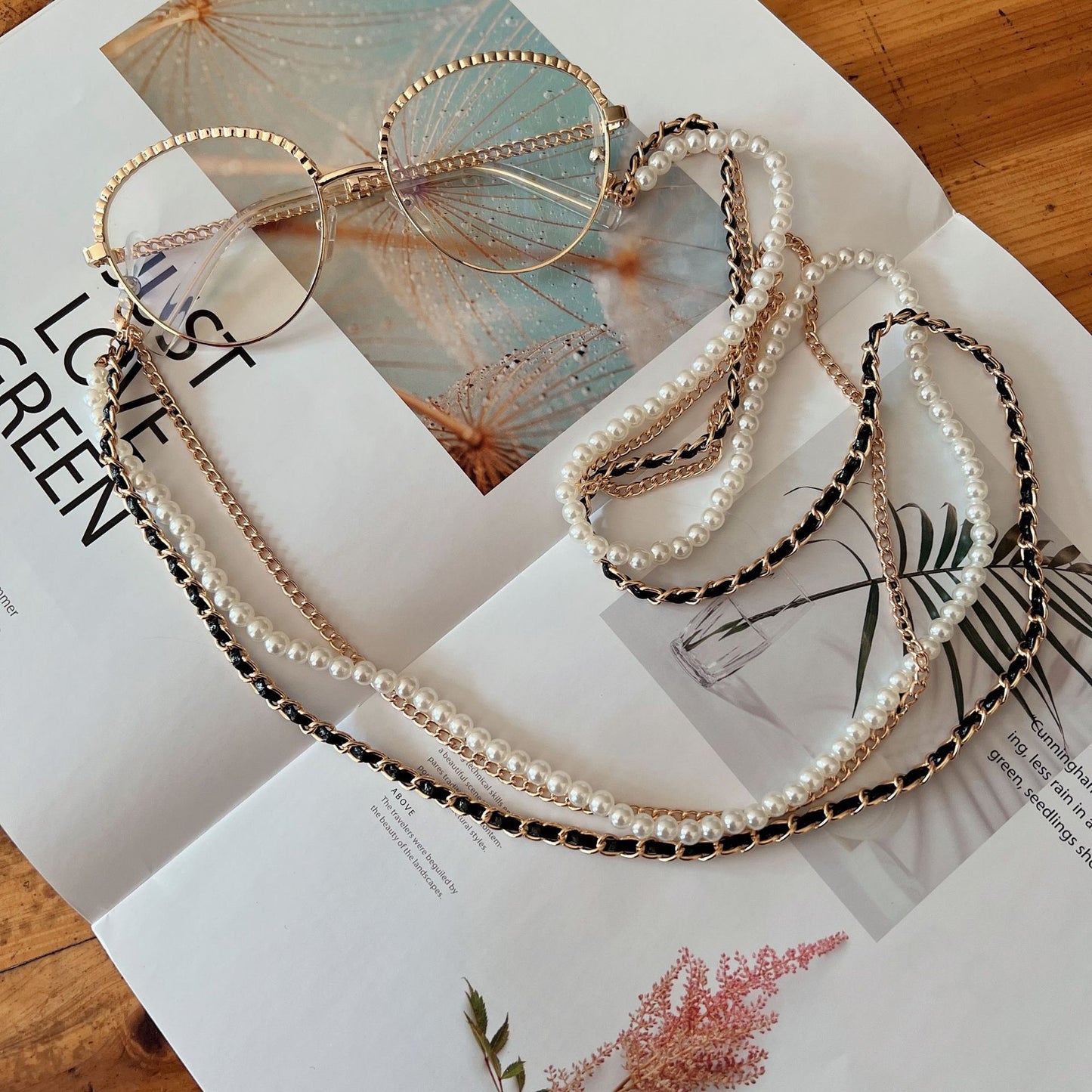 Elegante Mehrstrang-Perlen-Brillenband Brehn