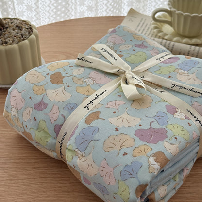 Blumenmuster Baumwolle-Leinen Bettbezug Geschenkset mit wendbarem Finish und tiefen Eckbändern