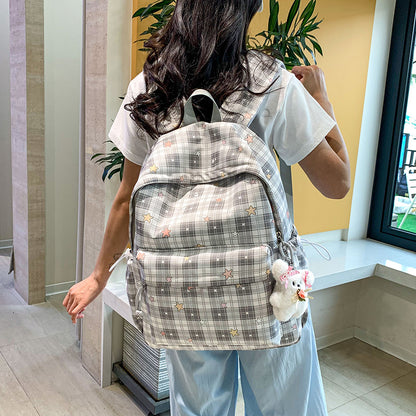 Stylischer Mehrfach-Taschen Karo Rucksack Brehn