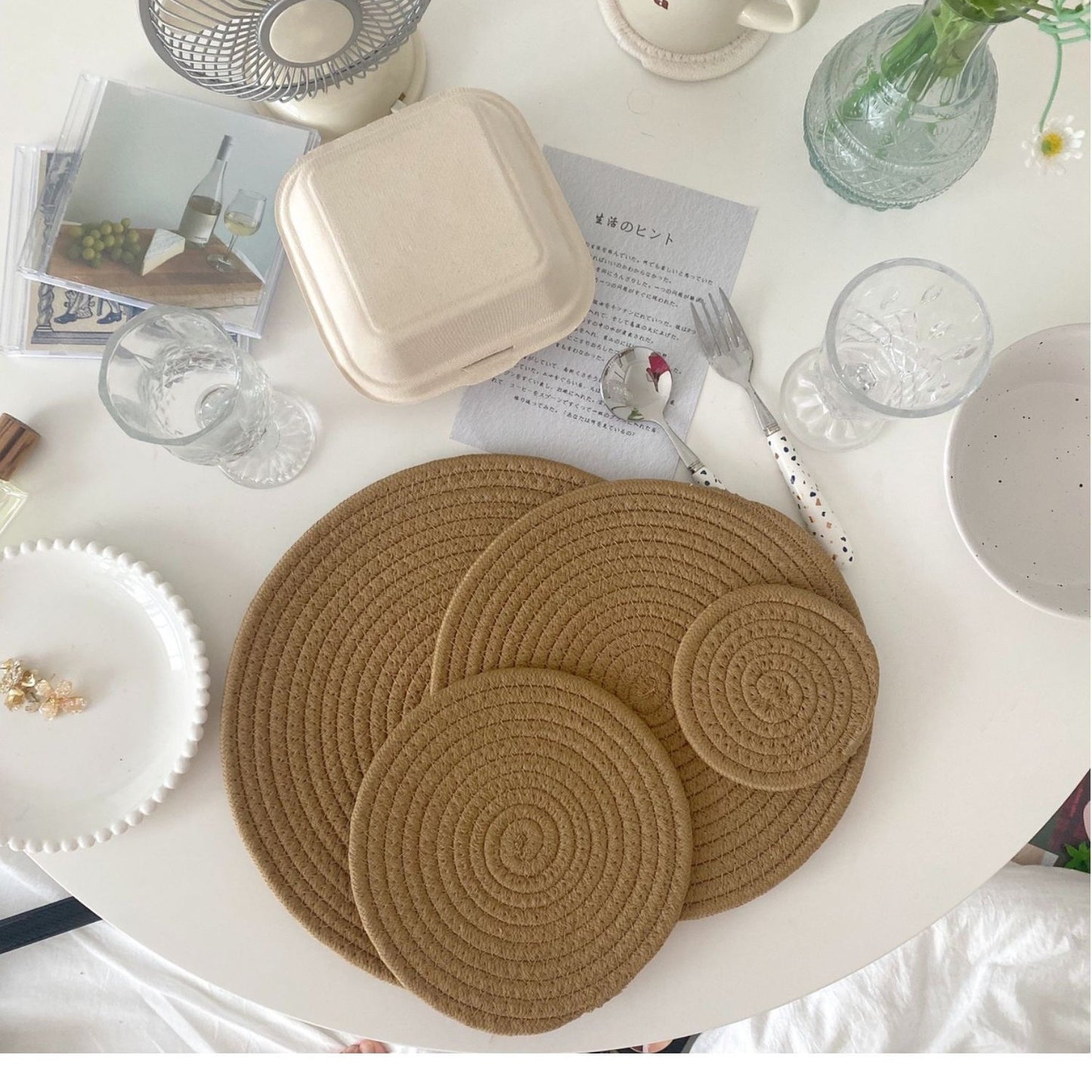 Damen Runde Platzdeckchen aus hochwertigem Naturmaterial Brehn