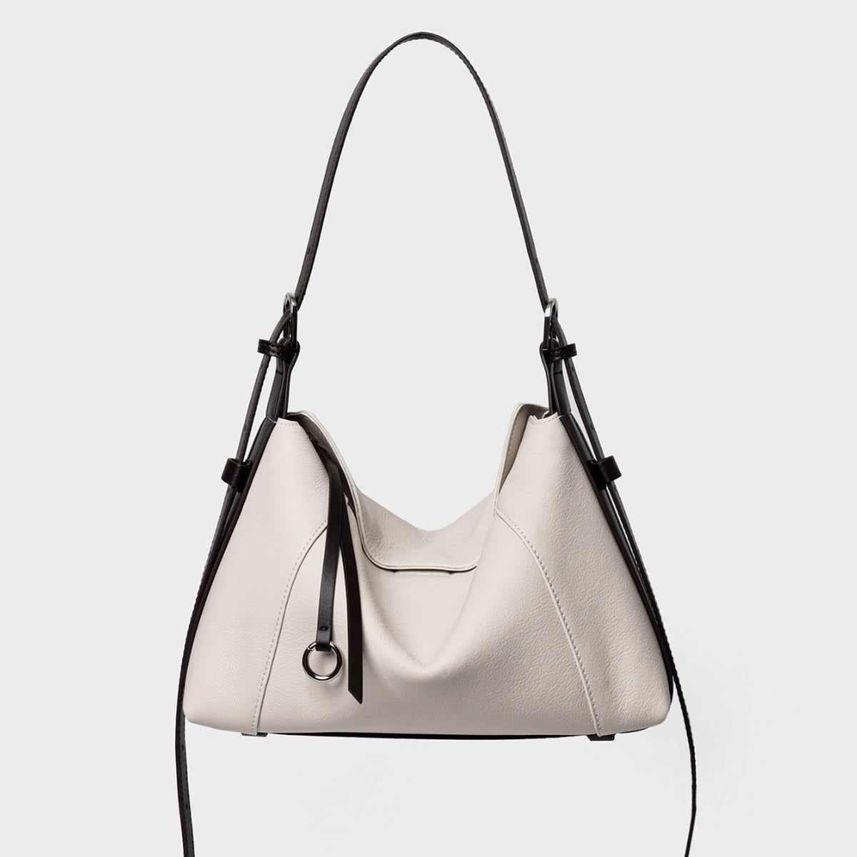 Leder Schulter Hobo Tasche mit verstellbarem Kontrastgurt
