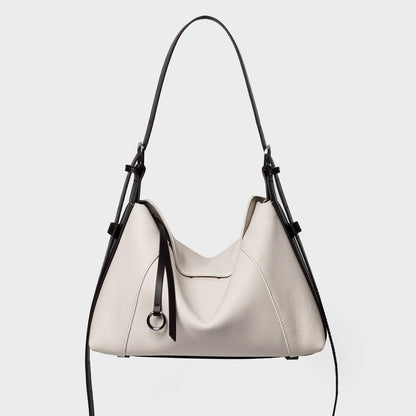 Leder Schulter Hobo Tasche mit verstellbarem Kontrastgurt