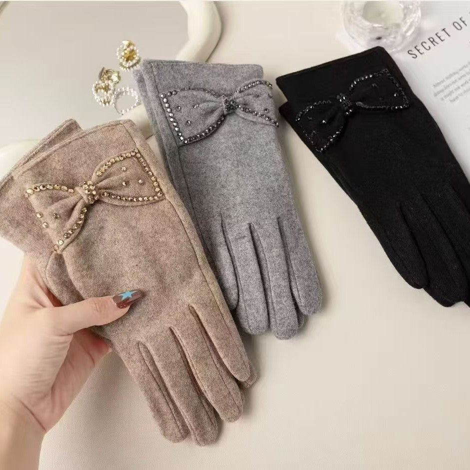 Elegante Bow Detail Touchscreen-Handschuhe Brehn