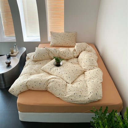 Umkehrbare Baumwoll-Bettwäsche mit Spannbettlaken und Kissenbezügen