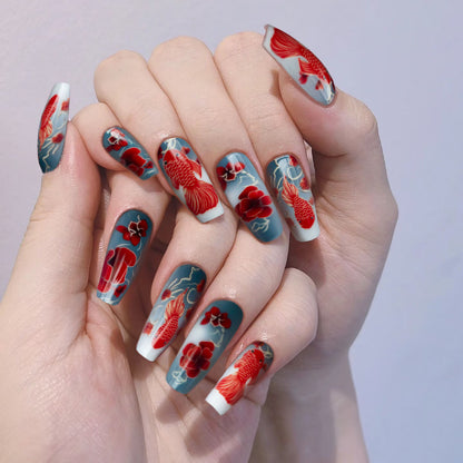 Künstlerisches Florales und Fisch Nail Art Set