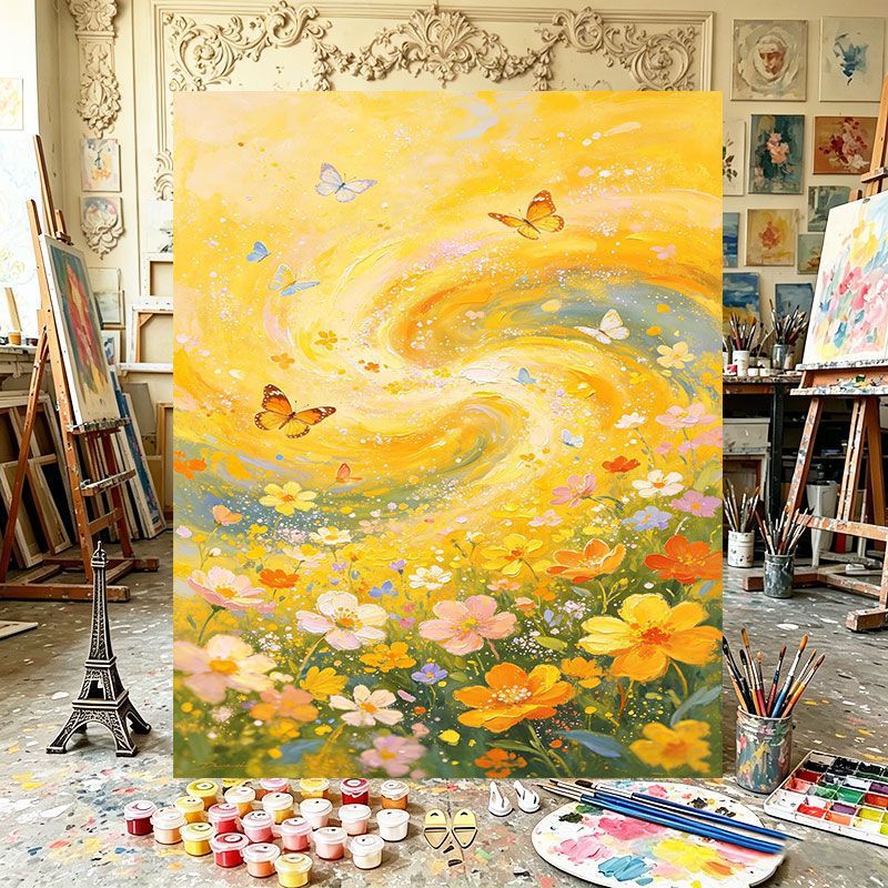 Lebendige florale Wirbel-Leinwandkunst Brehn
