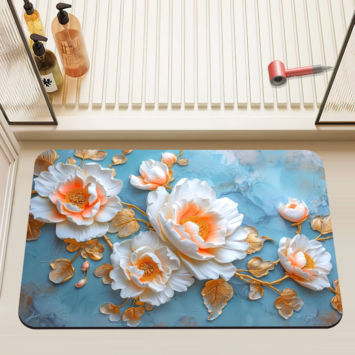 Luxuriöse Floral Design Badematte