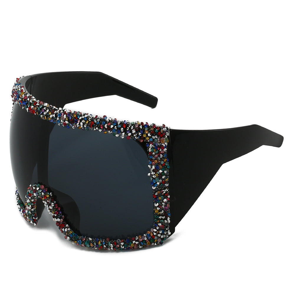 Damen Sportliche Oversized-Sonnenbrille mit Strassverzierungen Brehn