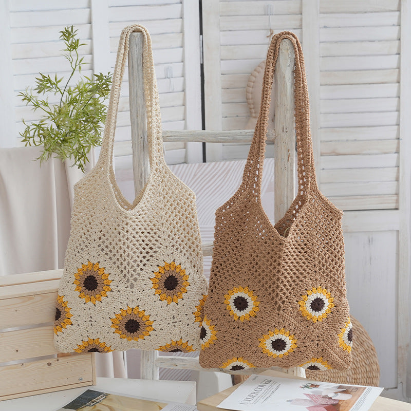Handgefertigte Jute Tasche mit Buntem Blumenmuster Brehn