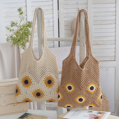 Handgefertigte Jute Tasche mit Buntem Blumenmuster Brehn