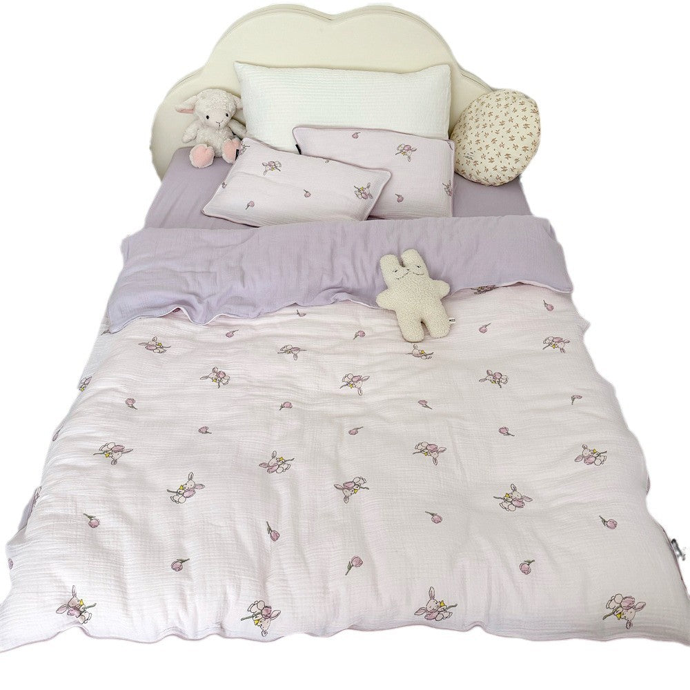 Kinder-Musselin-Steppbett-Set mit niedlichem Bären-Print