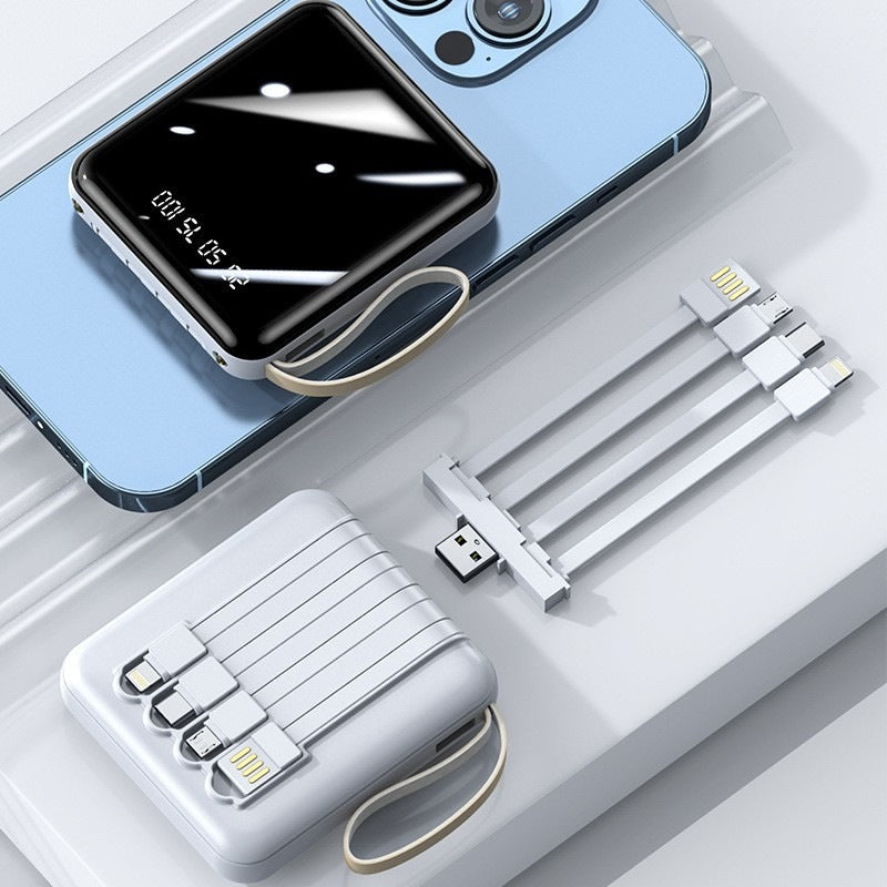Kompakte Powerbank mit integriertem Mehrfachanschluss und digitaler Anzeige Brehn
