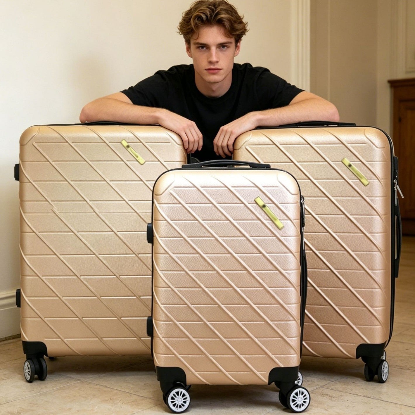 Unisex Kompakt Multifunktionaler Hartschalen-Trolley Koffer Brehn