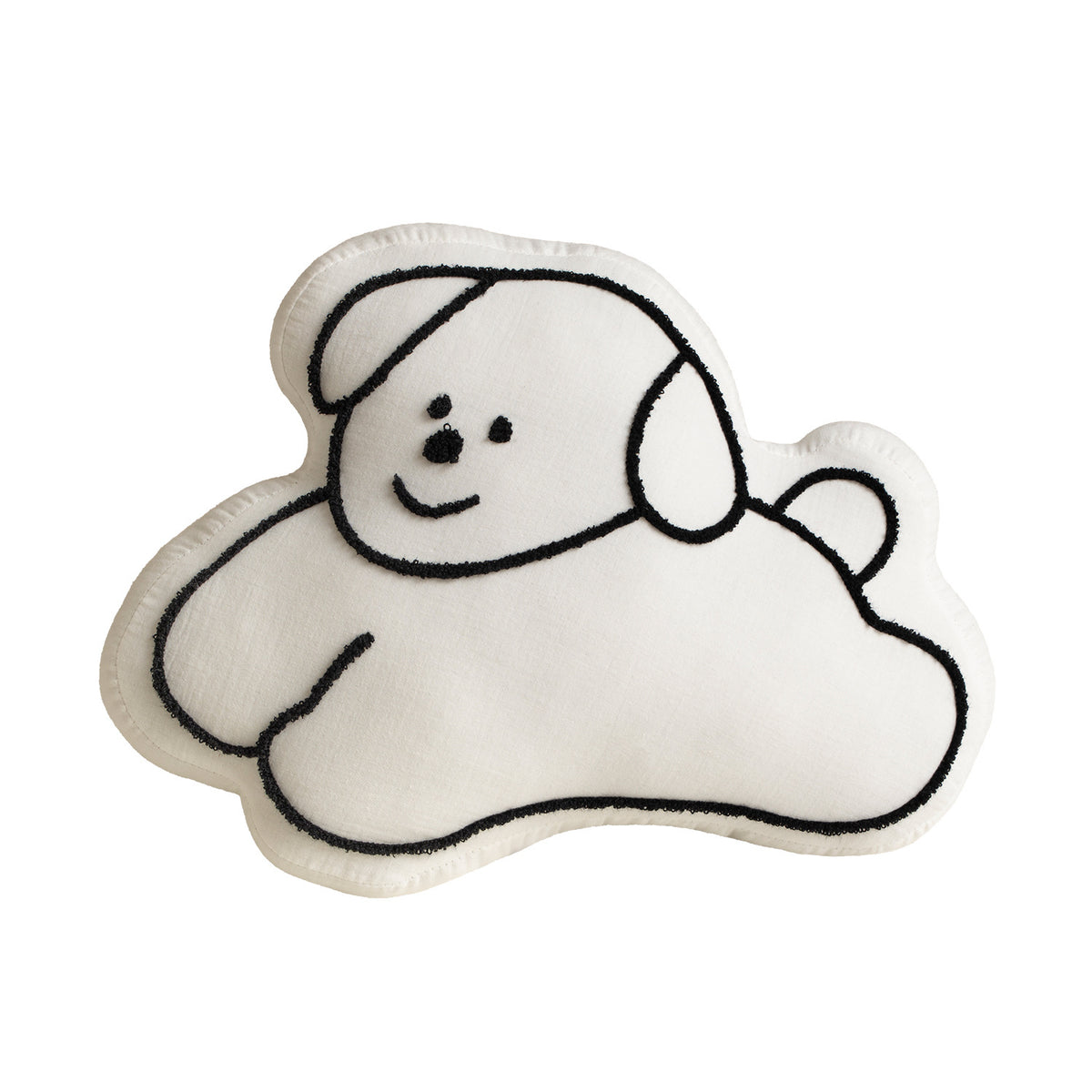 Niedliches Wolken-Kuschelkissen mit Hundemotiv und Chenille‑Kontur Brehn