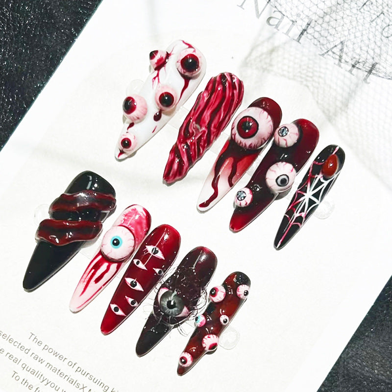 Kreatives Halloween-Themen Press-On-Nagelset Brehn