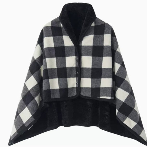 Damen Elegante und komfortable Fleece-Poncho-Decke Brehn