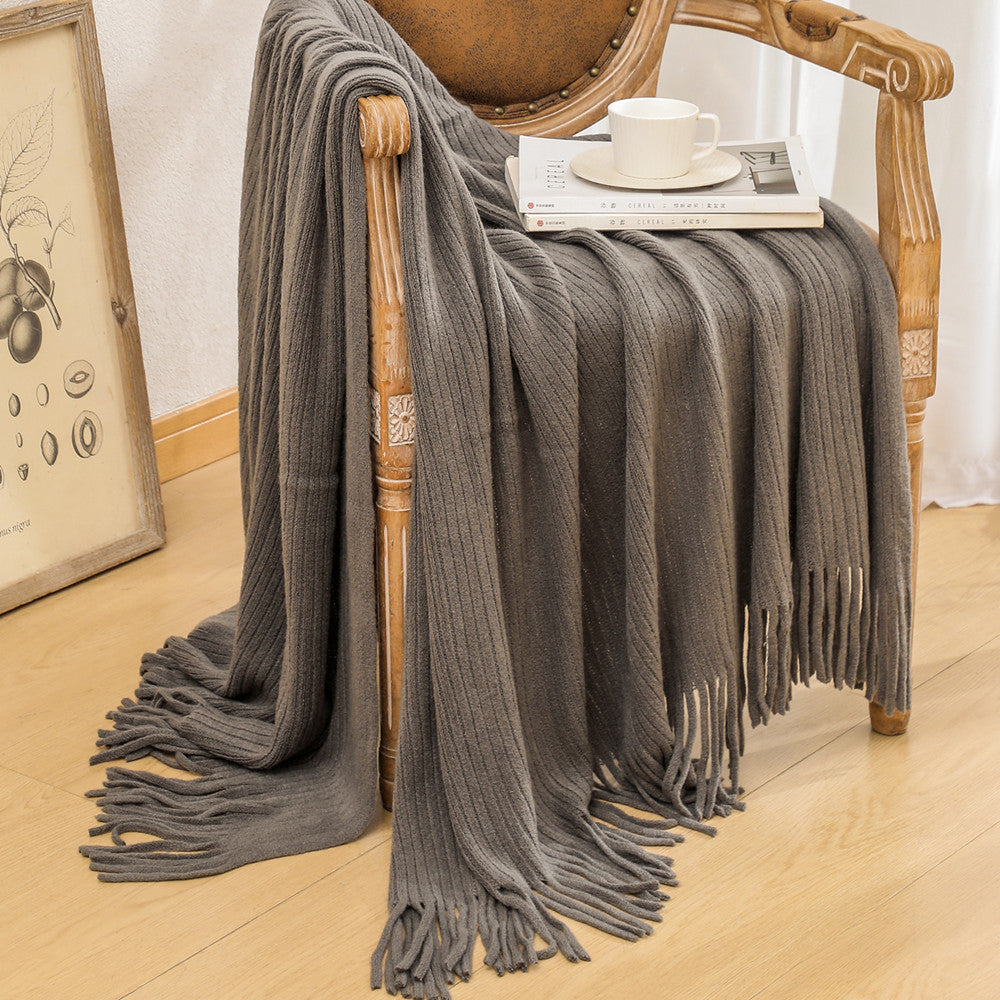 Luxuriöse Texturierte Strickfransen-Wurfdecke Brehn